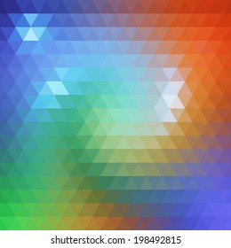 Abstract geometrical multicolored background consisting of bright triangular elements. Vector illustration.