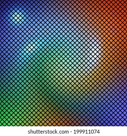 Abstract Geometrical Multicolored Background consisting of square elements with rounded corners, which is placed on a black background. Vector Illustration.