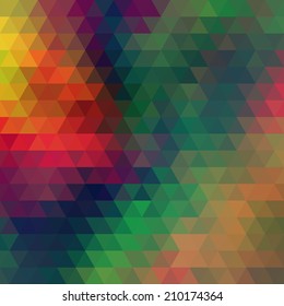 Abstract geometrical multicolored background consisting of bright triangular elements. Vector illustration.