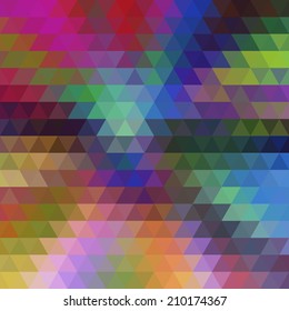 Abstract geometrical multicolored background consisting of bright triangular elements. Vector illustration.