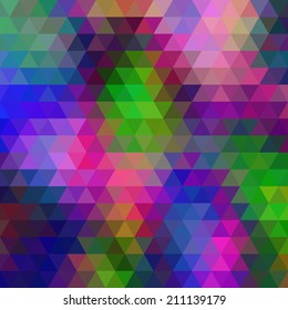 Abstract geometrical multicolored background consisting of bright triangular elements. Vector illustration.