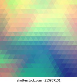 Abstract geometrical multicolored background consisting of bright triangular elements. Vector illustration.