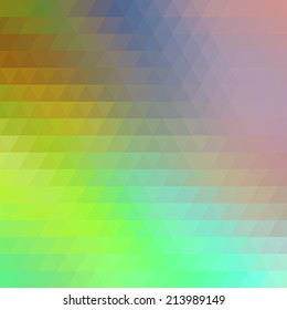 Abstract geometrical multicolored background consisting of bright triangular elements. Vector illustration.