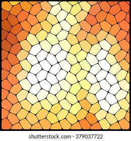 Abstract geometrical multicolored background consisting of geometric elements arranged on a black background. Vector illustration. Yellow, orange, white colors. 