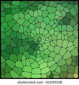 Abstract geometrical multicolored background consisting of geometric elements arranged on a black background. Vector illustration. Green color. 