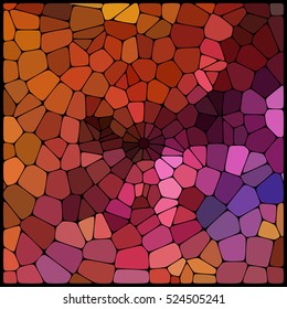 Abstract geometrical multicolored background consisting of geometric elements arranged on a black background.  Vector illustration. Orange, brown colors. 
