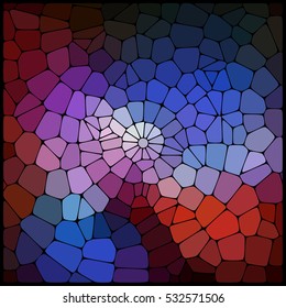 Abstract geometrical multicolored background consisting of geometric elements arranged on a black background. Vector illustration. Brown, blue colors. 