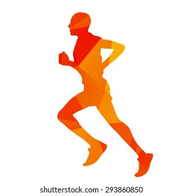 Abstract geometrical orange running man