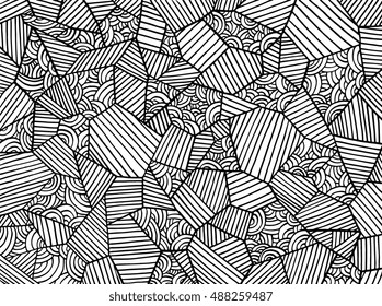 Abstract geometrical pattern. Decorative vector background. Black and white line. Coloring book page for adult. Poster, banner, web and mobile template
