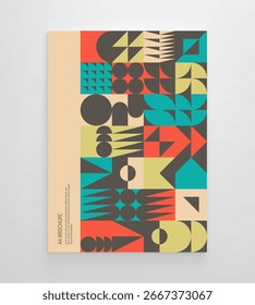 Abstract geometrical pattern. Flat mosaic design. Cover design template. Vector illustration for brochure, planner, notebook, notepad, diary, notepad, poster or card.