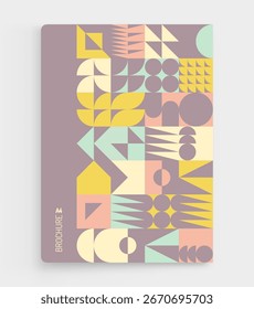 Abstract geometrical pattern. Flat mosaic design. Cover design template. Vector illustration for brochure, planner, notebook, notepad, diary, notepad, poster or card.
