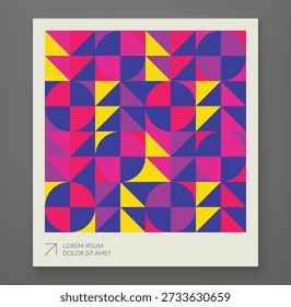 Patrón geométrico Abstractas. Ilustración con una mezcla de triángulos y círculos. Diseño de mosaico plano. Vector para impresión textil, embalaje, envoltura, etc.