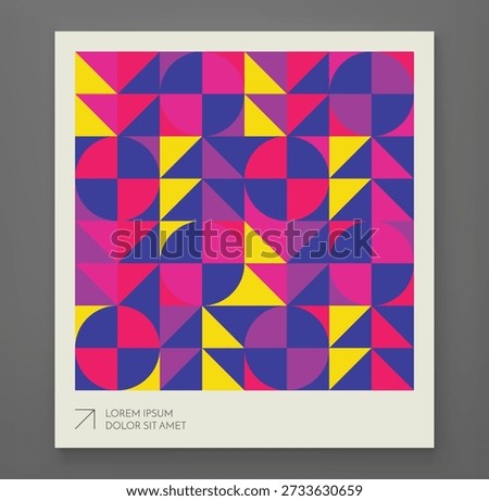 Abstract geometrical pattern. Illustration featuring a mix of triangles and circles. Flat mosaic design. Vector for textile printing, packaging, wrapper, etc.