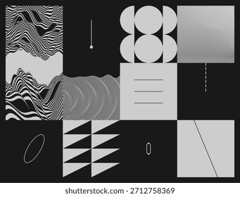 Abstractas patrón geométrico. Mosaico. Composición artística. Fondo del paisaje. Ilusión óptica. Superficie ondulada. Plantilla de diseño de la cubierta. Vector para folleto, póster, tarjeta, presentación, volante o Anuncio.