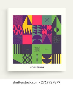 Abstract geometrical pattern. Mosaic. Art composition. Cover design template. Vector illustration for brochure, planner, diary, notebook or notepad.