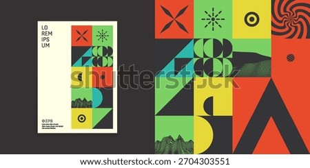 Abstract geometrical pattern. Mosaic. Art composition. Cover design template. Vector illustration for brochure, planner, diary, notebook or notepad.