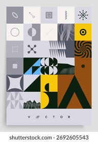 Abstract geometrical pattern. Mosaic design. Vector illustration for poster art, cover, brochure, card, presentation, flyer or banner.