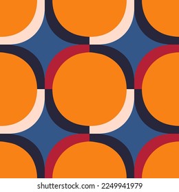 Abstract geometrical pattern in a retro style. Mid century modern texture. Bold and groovy seamless background.