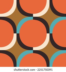 Abstract geometrical pattern in a retro style. Mid century modern texture. Bold and groovy seamless background.