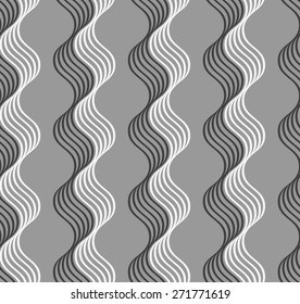 Abstract geometrical pattern.Modern monochrome background.Flat gray with shaded wavy grid.Vector seamless pattern.Modern stylish texture.Geometric background with waves.Fabric fashion textile design.
