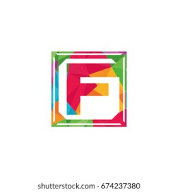 abstract geometrical polygonal initial letter f logo template