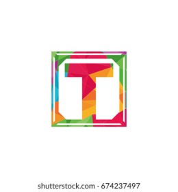 abstract geometrical polygonal initial letter t logo template