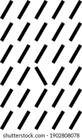 Abstract geometrical poster - black Inclined lines on transparent background. Geometrical shapes - one is different from the rest. For cover, banner, card, booklet. Ideal funny gift for perfectionist.