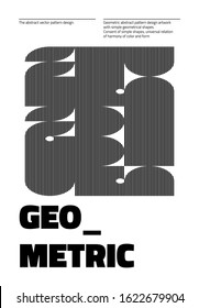 Abstract geometrical poster design layout with editable text and graphics. Swiss geometry composition artwork with simple vector shapes. Useful for poster design, presentation backdrop, A4 size flyer.