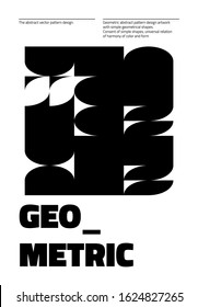 Abstract geometrical poster design layout with editable text and graphics. Swiss geometry composition artwork with simple vector shapes. Useful for poster design, presentation backdrop, A4 size flyer.