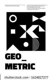 Abstract geometrical poster design layout with editable text and graphics. Swiss geometry composition artwork with simple vector shapes. Useful for poster design, presentation backdrop, A4 size flyer.