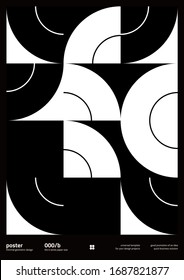 Abstract geometrical poster design layout with editable text and graphics. Geometry composition artwork with simple vector shapes. Useful for poster design, presentation backdrop, A4 size flyer.