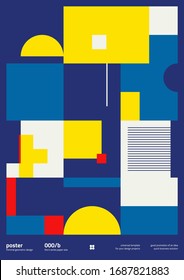 Diseño de afiches geométricos abstracto con texto editable y gráficos. Dibujo de composición geométrica con formas vectoriales simples. Útil para el diseño de afiches, fondo de presentación, volante tamaño A4.