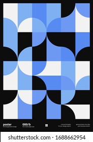 Abstract geometrical poster design layout with editable text and graphics. Geometry composition artwork with simple vector shapes. Useful for poster design, presentation backdrop, A4 size flyer.