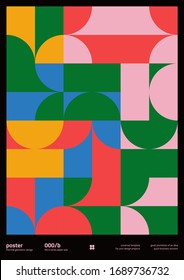 Abstract geometrical poster design layout with editable text and graphics. Geometry composition artwork with simple vector shapes. Useful for poster design, presentation backdrop, A4 size flyer.