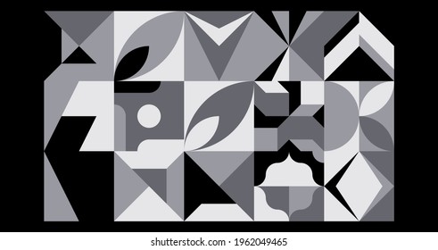 Abstract geometrical poster design layout with editable text and graphics. Swiss geometry composition artwork with simple vector shapes. Useful for poster design, presentation backdrop, A4 size flyer.