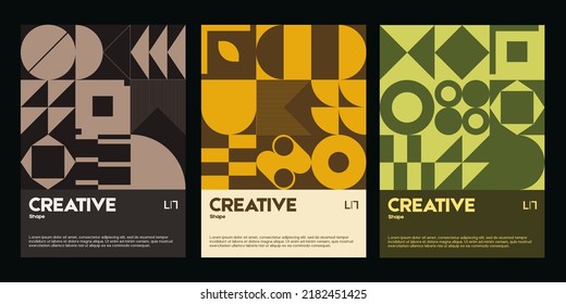 Abstract geometrical poster design layout with editable text and graphics. Swiss geometry composition artwork with simple vector shapes. Useful for poster design, presentation backdrop, A4 size flyer.
