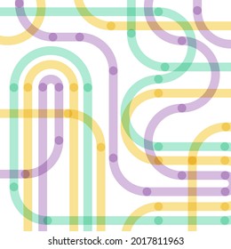 Resumen del fondo de las líneas redondeadas geométricas. Recuerda un mapa. Colores pasteles. Ilustración vectorial, diseño plano
