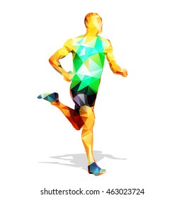 Abstract geometrical runner silhouette. Polygonal running man