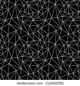 Abstract geometrical seamless black and white pattern. Spider's web. Cobweb. Net. Network. Seamless triangles. Vector illustration.