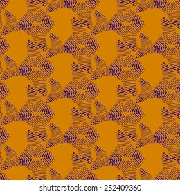 Abstract geometrical seamless hand-drawn pattern. Animal print inspired repeating vector texture. Optical illusion: Fish Outline graphic background. Cloth design. Used for wallpaper, surface texture. 