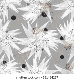 Abstract geometrical seamless pattern in black and white colors.