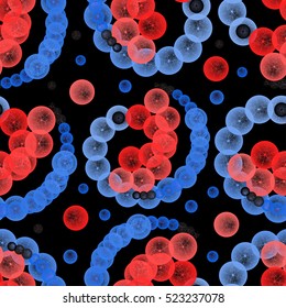 Abstract geometrical seamless pattern with circles and snowflakes.