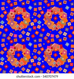 Abstract geometrical seamless pattern with circles and squares.