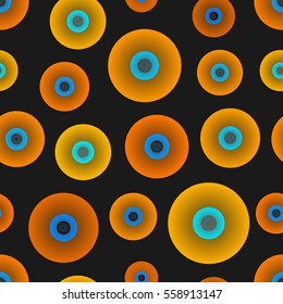 Abstract geometrical seamless pattern with circles. Funny childish design for clothes, wrap, cards, textile, postcards.