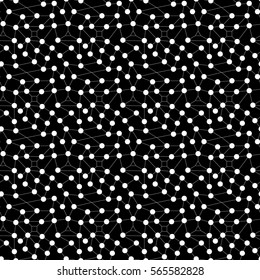 Abstract geometrical seamless pattern. Dots, triangles, squares and lines