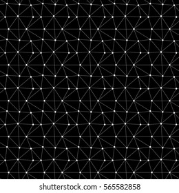 Abstract geometrical seamless pattern. Dots, triangles and lines