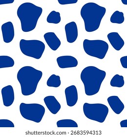 Abstract geometrical seamless pattern. Freehand background. Spots blue background. Simple hand-drawn doodle. Blue vector For wallpaper, wrapping paper, textile, print. Trendy geometric shapes print