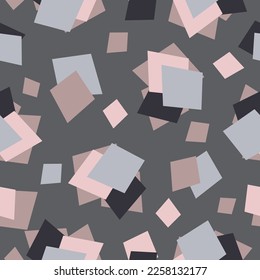 Abstract geometrical seamless pattern,  monochromatic brown color. Neutral tones background. Hand drawn, vector