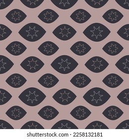 Abstract geometrical seamless pattern,  monochromatic brown color. Neutral tones background. Hand drawn, vector