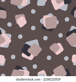 Abstraktes geometrisches, nahtloses Muster, monochromatisch-braune Farbe. Neutraler Hintergrund. handgezeichnet, Vektorgrafik